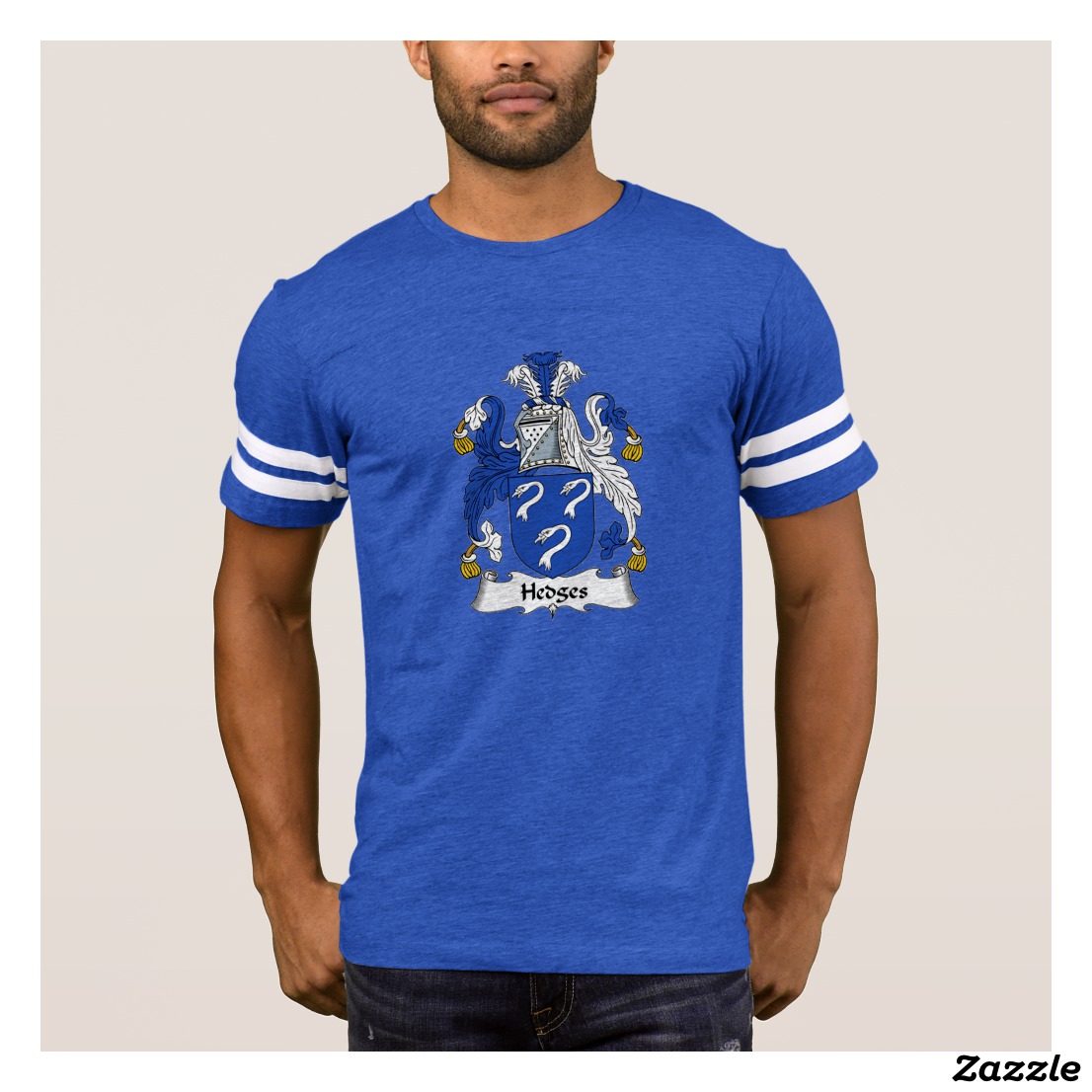 Blue Hedges T-shirt with olde style family crest